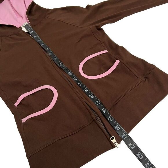Zoe NWT San Francisco Neiman’s Dark Brown Pink Full Zip Hooded Jacket Size Large - Picture 10 of 13